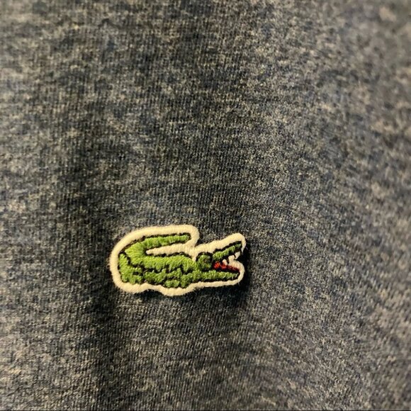 LACOSTE Sz 3X Pima  Cotton V-Neck Regular Fit Indigo Blue Tee T-Shirt - Picture 3 of 6